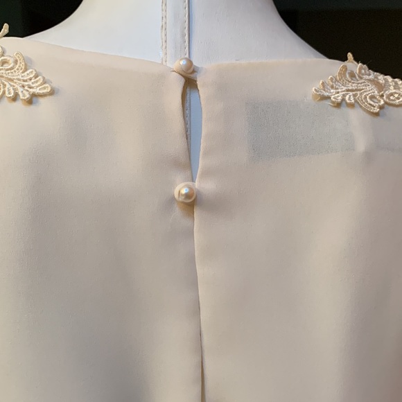 Vintage Ivory cream oversized floral lace collar church dress large - Picture 14 of 17